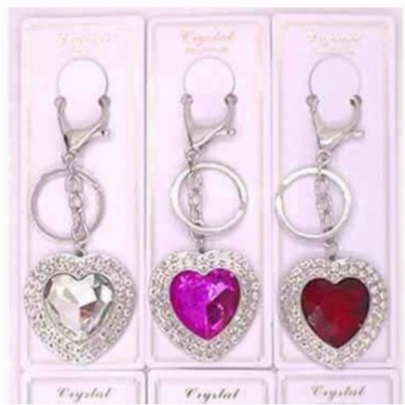Heart Crystal Keychain (Diamond, Pink, Red) - Picture 2 of 3